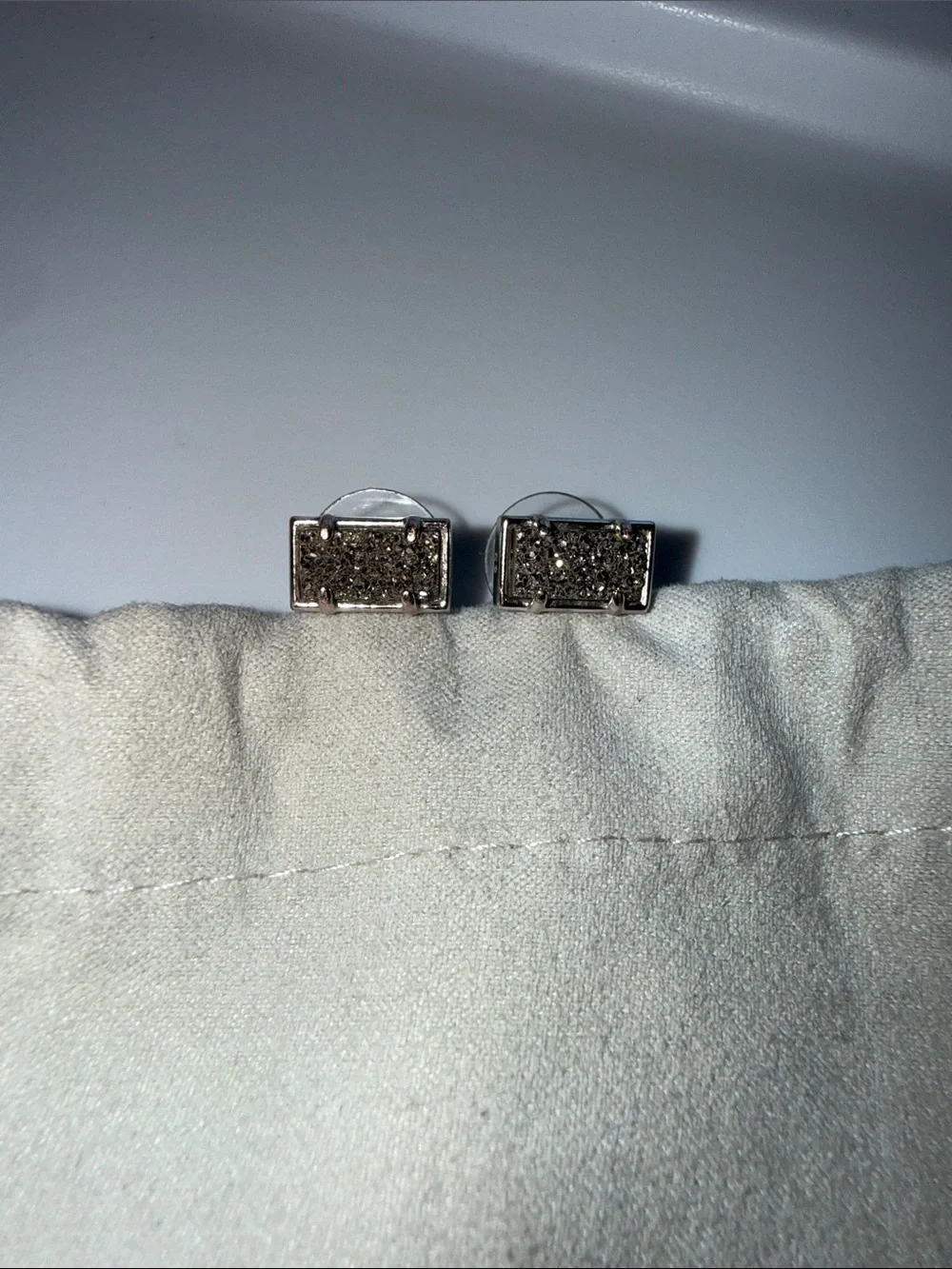 Kendra Scott Silver Black Druzy Stud Earrings
